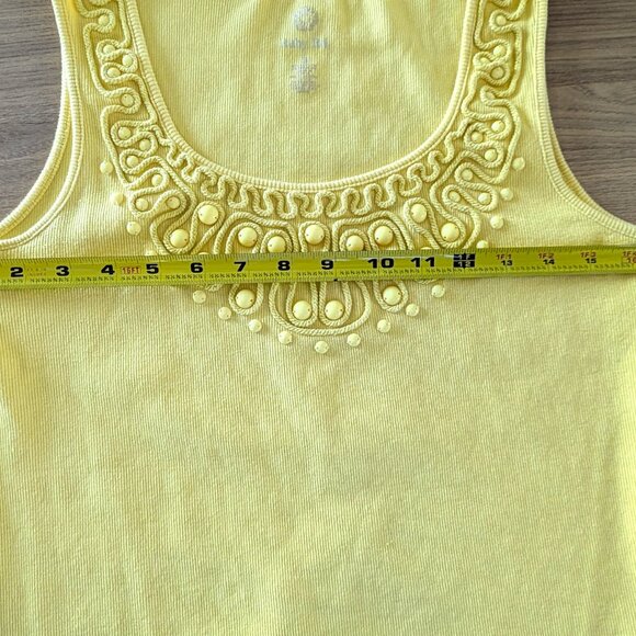 EUC Ruby Rd Yellow Sleeveless Top with Beading around the Neckline size Small - Picture 4 of 5